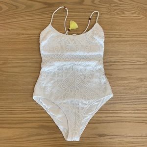 Victoria’s Secret white crochet one-piece swim
